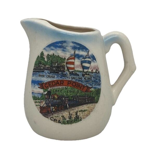 Unbranded Other - Vintage Creamer Souvenir Cedar Point Ohio On Lake Erie Collectible Blue Green